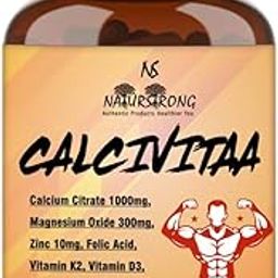 Naturstrong Calcivitaa with 1000mg Calcium Citrate, 300mg Magnesium, 400IU Vitamin D3, Zinc, Vitamin K2 & Vitamin B12 Supplement for Women and Men | Complete Bone & Joint Health (60 Tablets)-image-8