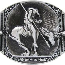 Ubervia® Antique Silver Rodeo Indian Knight Horns Belt Buckle Western Cowboy Large-image-69
