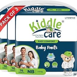 Kiddle Care Easy Comfort Baby Diaper Pants | New Born/Extra Small (NB/XS) | 2-5 Kg | Pack of 3 | 228 Pieces | Up to 12 Hours Protection, Prevents Leakage, Wetness Indicator-image-44