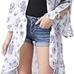 Women White/Blue Coloured Printed Floral Printed Open Front Shrug 10014-image-2