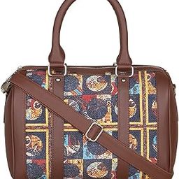 Printed Vegan Leather Handmade Women's Handbags with double handles and detachable Sling Strap-image-12