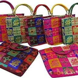 Ethnic Patola Purses For Wedding Return Gift Women Wholesale Bridal Giveaways potli Bag With Zipper For Ladies Baby Shower Shagun Purse Gifting Haldi Mehandi-44