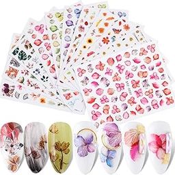 TRENDY CLUB Acrylic 12 Flowers Nail Art Self-Adhesive Stickers Decals 3D Nail Art Supplies Butterfly Nail Art Stickers Free Tweezer-image-85