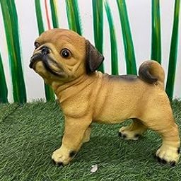 Pug Dog for Garden Decoration, Home Decoration, Kids Room Decor, Real Looking Dog Figure(Pug Dog pak of 1, Light Brown)-image-69