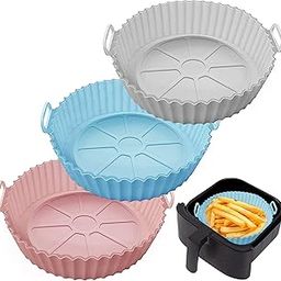 3Pcs air fryer liners reusable Air Fryer Silicone Pot Air Fryer Silicone Liners Round Fits 3.6 To 6.8QT Air Fryer Non Stick Air Fryer Basket Oven Accessories-image-112