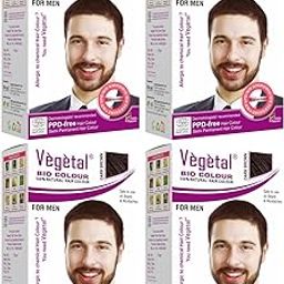 Vegetal Bio Colour - Experience Natural Black Beard Hair Color for Men Ammonia-Free, PPD-Free, 100% Organic, and Herbal Safe and Effective Beard Dye 25g Each Pack of 4-13