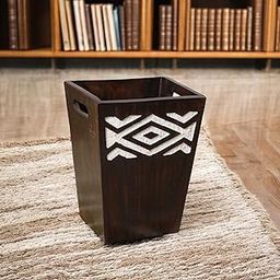 THE URBAN STORE Wooden Antique Dustbin Paper Bin Trashcan (Design No.2)-23