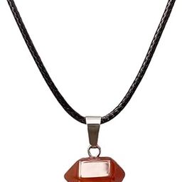 RED CARNELIAN - Natural Crystal Pendant with 19inch Leather Rope Chain for Men & Boys-image-82