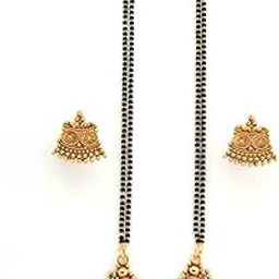 Jewellery Traditional Black Beads Long One Gram Gold, Copper & Alloy Multi Mangalsutra/Tanmaniya Vati/Nallapussalu for Women-image-11
