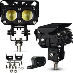 Royal Piston 3 in 1 High Power LED Fog Light - 120W (White + Yellow+Red), Laser Spotlight, Wide Coverage, Advance Design Auxilliary Lamp Universal Fit for Bike, Car, Thar-28