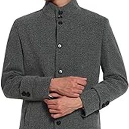 Long Wool Coat with Ban Collar, Regular Fit Woolblend Blazer, Six Button Fastening, Single Rear Opening-picture-44