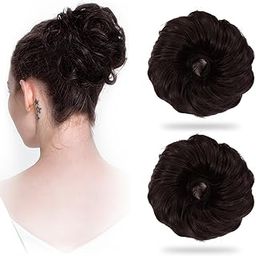 Sanas (2pcs) Hair Accessories For Women Wedding Stylish Hair Bun Accessories Scrunchies For Women Bun Extension Messy Buns Brown (2pcs)-image-27