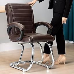 RATISON Special Director Principal Manager Office Visitor with arm Rest with Double Pipe Frame and Cushioned seat Back (1, Coffee, Double Pipe Frame)-image-100