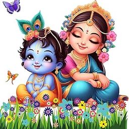 S3 Design Cute Krishna with maa yashoda Wall Sticker for Home Diwali Decoration (30 CmX 28 Cm)-image-96