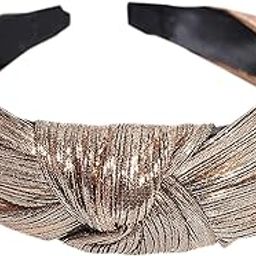 Vogue Hair Accessories Solid Shimmer Fabric Knot Plastic Hairband Headband for Girls and Women (Shimmer Brown)-14