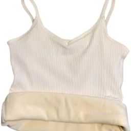 Girls Women Female XS-Size White Narrow Slips Slim Fit Cotton Thermal Fleece Lined Underwear Tops Camisole Top Warm Base Layer Stretchy Body Shaper Vest for Winter-image-50
