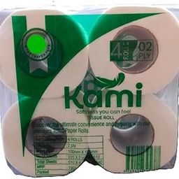 Kami Toilet Paper Roll 4 Rolls Pack | 2 Ply, 100mm x 100mm | 255 Sheets per Roll | Total 2040 Sheets | Soft & Absorbent Bathroom Tissue | Family Hygiene Essentials-image-81