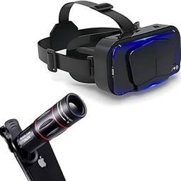 Drumstone 𝐂𝐨𝐦𝐛𝐨 𝐂𝟏𝟒𝟕 VR 3D 4.7-7.2 inch Headset Compatible with iPhone & Android with 18X HD Telescopic Telephoto Lens, Ultra Zoom for Smartphone 𝟏𝟓 𝐘𝐄𝐀𝐑𝐒 𝐖𝐀𝐑𝐑𝐀𝐍𝐓𝐘-9