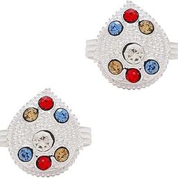 Missmister Silver plated Colourful Multi-colour CZ studded Pear shape Adjustable size Ethnic Bridal wedding purpose toe ring foot ring for Women(MM6165TRRM)-image-92