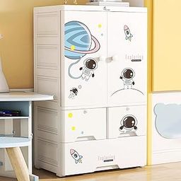 R for Rabbit Kiddo Korner Stellar Wardrobe for Kids Clothes Almirah Cupboard | Multipurpose Baby Toys/Books/Accessories Storage Organiser Closest with Anti-Skid Base & Lockable Drawers (Astro White)-16