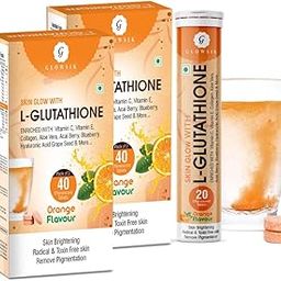 Glowsik Glutathione 80 Effervescent Tablets for Skin Health, 600mg Glutathione Reduced with Vitamin C for Lightening, Antioxidants Supplements for Glowing Skin Health, Orange Flavour-image-37