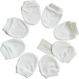 PICKSPARROW Soft Cotton Newborn Baby Mittens Set/Newborn Essentials (Solid White, Pack of 4) (0-3 Months)-28