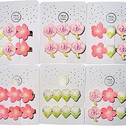 Luxelocks Set of 12 piece, Cherry Blossom Hair Clips, Pink and White Floral Design, alligator hair clip for women and girls-image-9