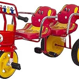 Dasan Baby Chubby Tricycle – Sturdy & Safe Double Seat 3-Wheel Ride-on with Storage Basket | Durable & Comfortable Outdoor Fun for Toddlers & Kids | Ready-to-Use, Heavy-Duty Frame | Red-image-3