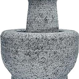 Subaa Stone Mortar and Pestle Set for Spices, Okhli Masher, Khalbatta stone, Kharal, Mixer, Natural & Traditional Grinder, Musal, Well Design for Kitchen, Home, Herbs, Stone Okhli-4 Inch Outer Dia-picture-25