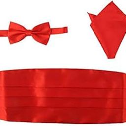 VELURA 3pcs Men's Satin Bow Tie Cummerbund Hanky Handkerchief Red|1x box for remote control(2 pack)|Ties| Mens Accessories-image-29