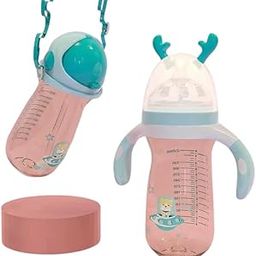 OWLSTONE EXIM LLP 3 in 1 Cup of Dual Purpose Baby Bite Resistant Soft Silicone Baby Straw Sipper Bottle and Spout Sippy Cup with Dual Handle for Easy Grip and Cup Belt -Blus-13