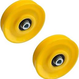 Gym Equipment Pulley Wheels, 10.16 cm Double Bearing, Yellow, Set of 2, for Multi-Training Bar-image-88