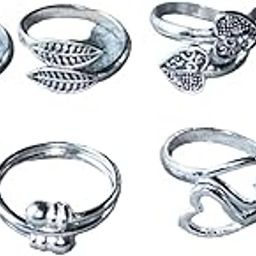 Women & Girls Metal Fancy Glossy finish Toe Ring Adjustable Bichiya/Leg Finger Ring-Combo-4 (A_C_P_110800_Silver)-image-34
