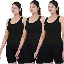 Cotton Slips Camisole - Broad Strap, Ideal Everyday Wear Regular Fit Combo Sleeveless Cotton Camisole Slip Spaghetti-picture-48