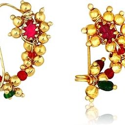 MeenazTraditional Jewellery Gold Maharashtrian Wedding Combo Nose pin/Nath Nose Ring for Women Girls (2 pcs) -Nath COMBO-18-28