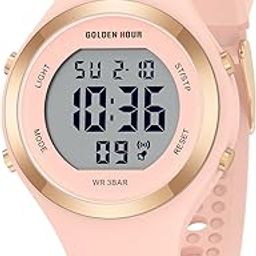 GOLDEN HOUR Waterproof Sport Women's Digital Chronograph Silicone Strap Watch-image-34