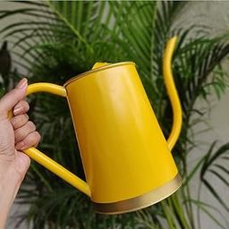 ecofynd 1.5 Litre Metal Watering can for Plants, Garden Water can for Kids, Flower Watering Pot for Home Gardening, Color - Yellow, Size - 1.5 L with spout-24