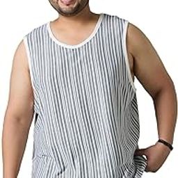 bigbanana Men Plus Size Stripe White Cotton Vest-picture-8