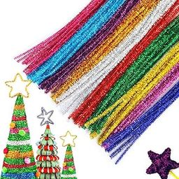 100Pcs Glitter Sparkle Pipe Cleaners Tinsel Chenille Stems,10 Colors Metallic Pipe Cleaner for DIY Crafts,Arts,Wedding,Home,Party,Holiday Decoration 6 mm x 12 Inch (100)-image-63