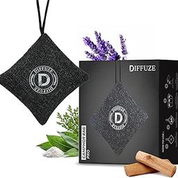 DIFFUZE 4-in-1 Camphor Bag Pro | Air freshener Set – Natural Jute Bag with Herbs, Lavender & Sandalwood + Activated Charcoal | Car, Home & Closet Freshener (Grey, Camphor)-image-53
