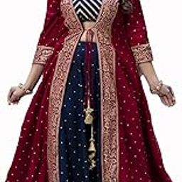 Printed Rayon Top and Skirt with Shrug for Women – Stylish Ethnic Fusion Wear for Festive and Casual Looks-42