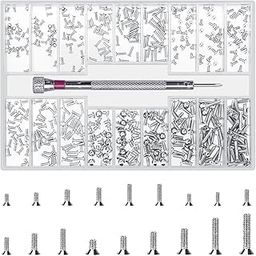 QOOSIKICC 500 Pcs Laptop Screws, M1.2/M1.4/M2 Small Mini Micro Tiny Screws for Electronics, Computer Replacement Screw for Glasses Watch SSD M.2 Hard Drive Repair Screw(Silver) （M）-18