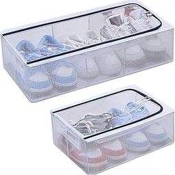 Transparent Foldable Shoe Bag - Shoe Organizer/Shoe Box/Dustproof Shoe Cover/Sneaker Box/Foldable & Easy to Clean/Storage Organizer (2, Large)-image-18