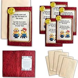 Natal Crafts Handmade Mini Friends Forever Cards – Set of 5 greetings with Envelopes | Premium Leather Handmade Paper | Ideal for Gifting to Best Friends (Friendship)-image-92