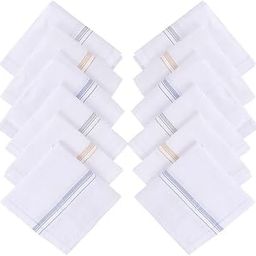 100% Cotton White Handkerchief/Rumal for men and boys Big size XXL Size 48 * 48 Cm Strip design-image-61
