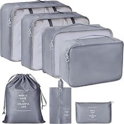 Niralasa Packing Cubes for Suitcase - 7 Pcs Travel Cubes Set for Suitcase and Luggage Organizers, Packing Cubes for Travel Foldable and Lightweight (Black) (Grey)-image-49