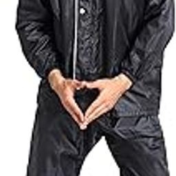 Men's Waterproof Double Layer Reversible Raincoat/Rainsuit With Pant (Black_Pack of 1)-image-56
