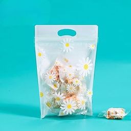 SATYAM KRAFT 25 Pcs Flower Printed Transparent Zip lock Box Pouches for Birthday Return gift bags, Kids Treat, Party Favors, Dry Fruits and Festival Gifts and Theme Party Packing (Multicolour)-image-90