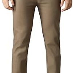 Men's Cotton Linen Slim Fit Chino Trousers, Half Elastic Waist with Drawstring, Casual Traveller Pants, Khaki, Available Sizes 28-40-image-4