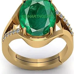 sidharth gems 8.00 Carat Certified Natural Emerald Panna Panchdhatu Adjustable Rashi Ratan Gold Plating Ring for Astrological Purpose Men & Women-picture-37